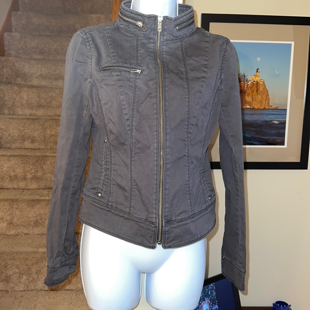 Express dark gray charcoal moto lightweight cotton jacket size 4